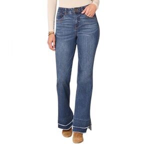 Democracy High Rise Tiered-Hem Flare Jeans